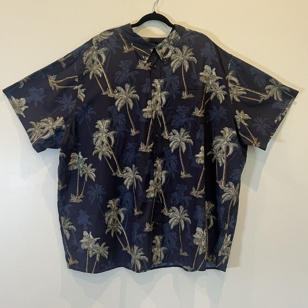 Harbor Bay Shirt Button Down Collar Short Sleeve 100% Cotton Tropical Blue 5XL